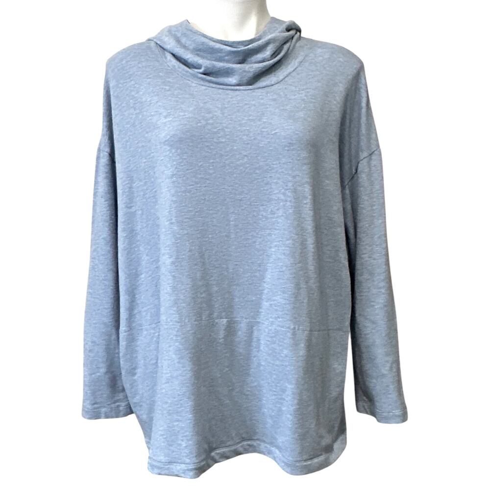 J.Jill Pure Jill French Terry Hoodie Blue Pullover Kangaroo Pocket Size L Soft